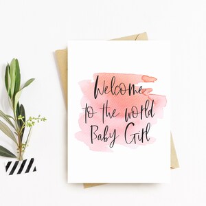 Nouvelle carte de voeux de bébé fille, carte de naissance, félicitations pour devenir la carte de parents, c’est une carte de fille, bienvenue à la petite fille du monde