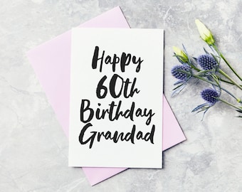 Sixtieth Birthday Greeting Card - Grandad, Pops, Gramps, Grandpa Happy 60th Birthday Card