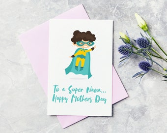 Super Nan Happy Mothers Day carte de vœux