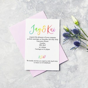 Invitations de mariage LGBT Rainbow, Invitation de mariage, Invitations de mariage personnalisées, Invitation