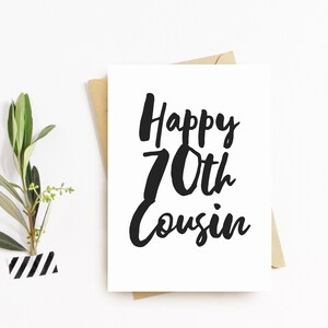 Carte de salutation d’anniversaire de soixante-dixe cousin heureux 70ème carte d’anniversaire