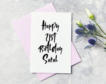 Personalised Custom Name Happy 21st Birthday Card - Twenty First Celebration