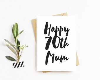 Geburtstagskarte Für Mama – \"Happy 70th Mum\" Mit Elegantem Design & Glitter