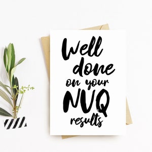 Bien fait sur votre carte de vœux NVQ Résultats - Carte bien faite, Félicitations, Résultats d’examen, Carte d’examens passés