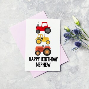 Carte de vœux personnalisée d’anniversaire de tracteur mignon - Godson, fils, petit-fils, neveu
