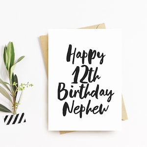 Carte de vœux d’anniversaire du douzième anniversaire - Carte de 12e anniversaire de Nephew Happy