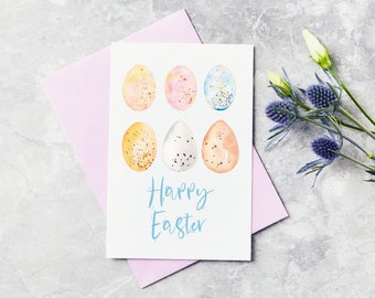 Happy Easter Greeting Card, Handmade, Blank Inside, Easter Egg Card, Personalised