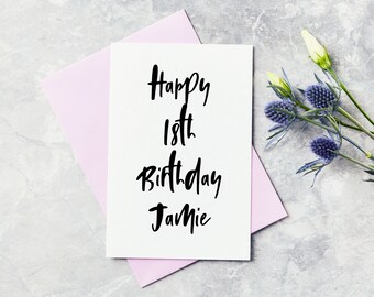 Personalised Custom Name Happy 18th Birthday Card - Eighteenth Celebration