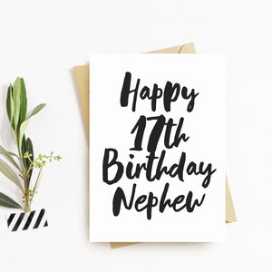 Carte de vœux du xviIe anniversaire - Carte de 17e anniversaire de Nephew Happy