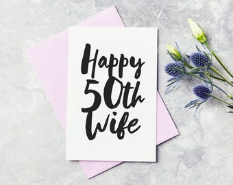Cinquanta compleanno biglietto d'auguri moglie felice 50esimo compleanno Biglietto