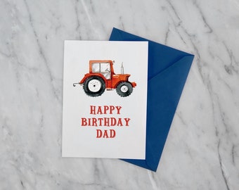 Birthday Tractor Greeting Card - Dad, Daddy, Grandad, Grandpa, Pops, Happy Birthday Card