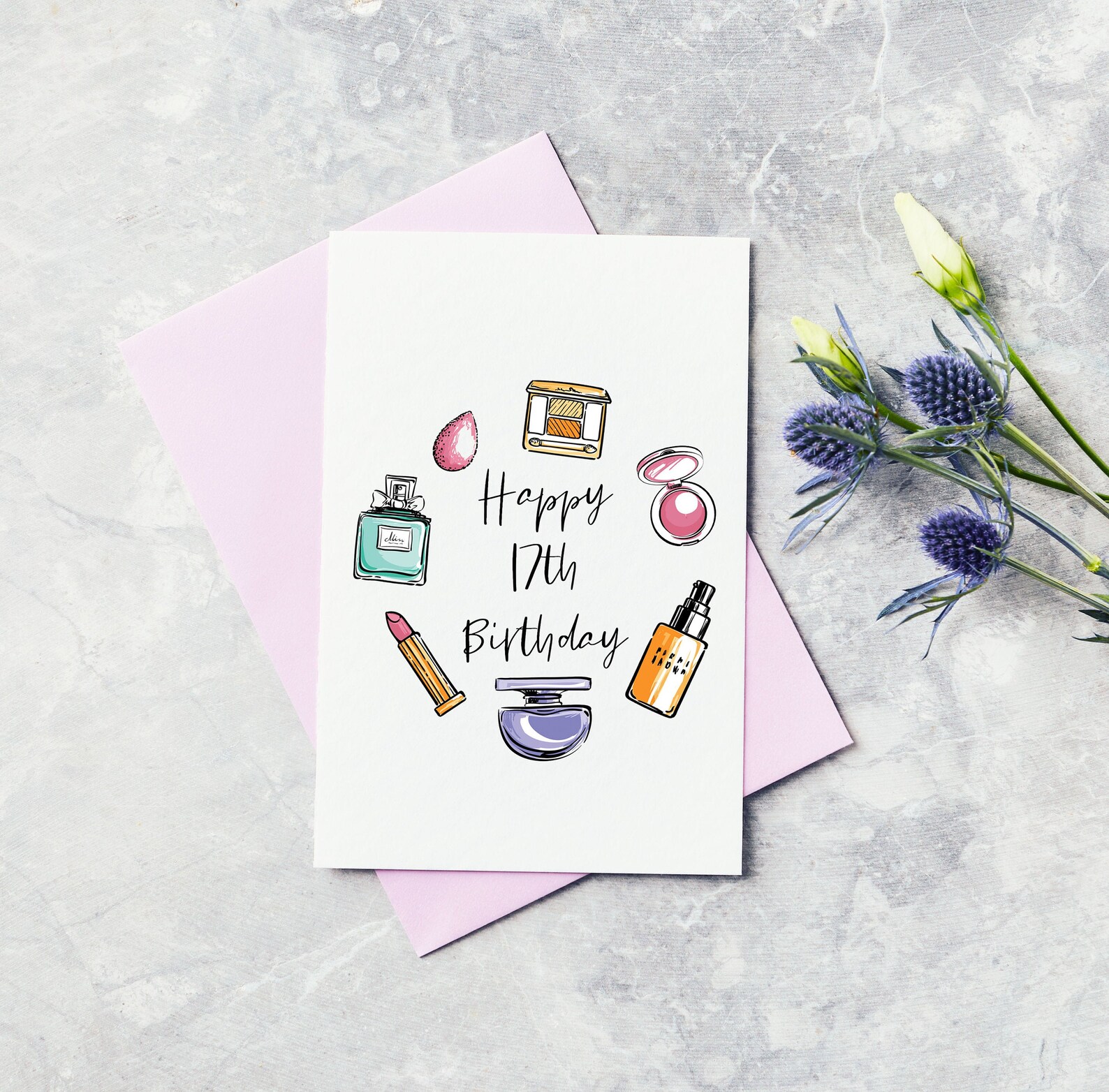 Personalised Make up Happy Birthday Greeting Card - Etsy