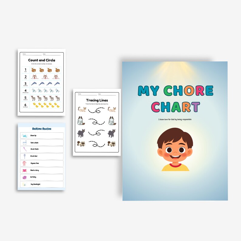 Kids Chore Chart Printable | Daily Responsibility Tracker, Routine ...