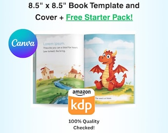 Children's Book Template, Canva KDP Interior, Editable Cover (8.5" x 8.5")
