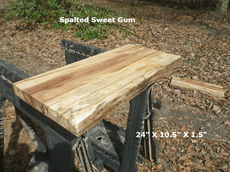 Live Edge Spalted Sweet Gum Solid Wood Slab Finished Shelf Diy Floating Side Table Book Ledge Coffee Shelving 0268