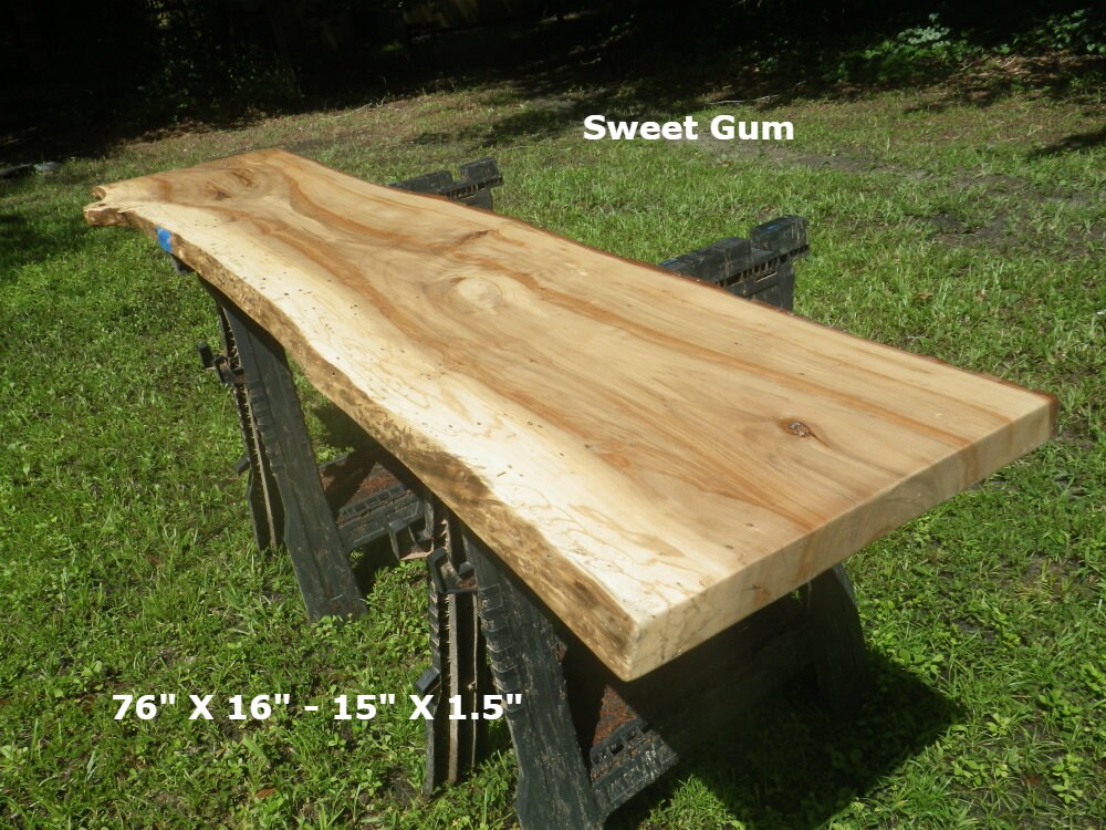 Live Edge Sweet Gum Solid Wood Slab Finished Natural Edge Bar Etsy