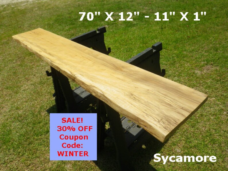 Live Edge Sycamor Solid Finished Wood Slab Diy Floating Shelf Etsy
