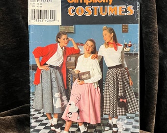 Simplicity 0677 Poodle Skirt Sewing Pattern, Sizes 12-16, 1950s Costume