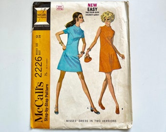 McCall's 2226 Vintage Sewing Pattern Misses' Dress 1960s Mod Style