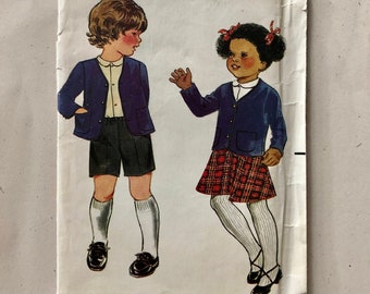 RARE Butterick 3595 Size 3 Children's Jacket, Shirt, Skirt, and Shorts 1970s Vintage Sewing Pattern