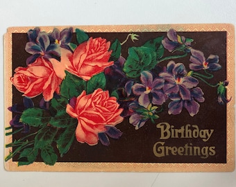 Antique Birthday Greetings Post Card Blank