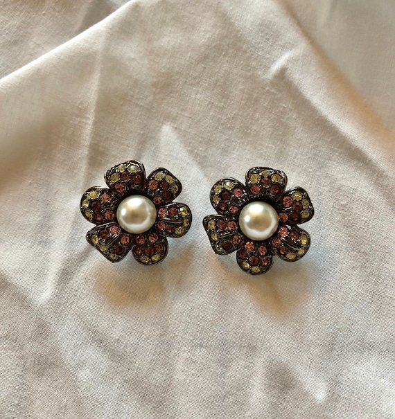 RARE KJL Kenneth Jay Lane Rhinestone Flower Bloss… - image 1