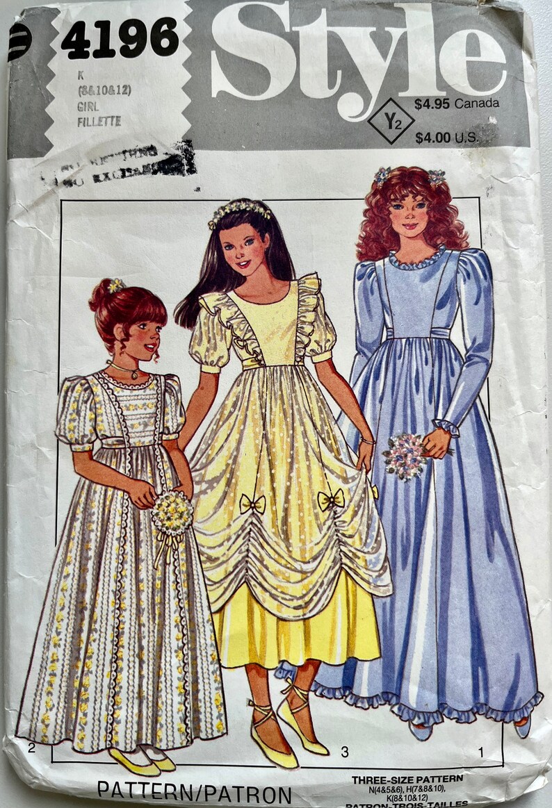 RARE Style 4196 Vintage Sewing Pattern Size 12 Girls' Etsy