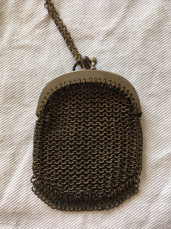 Antique French Chain Mail Metal Change Purse Circa