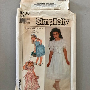 Simplicity 8703 Gunne Sax Girls&#39; Dress Size 14 Vintage Sewing Pattern