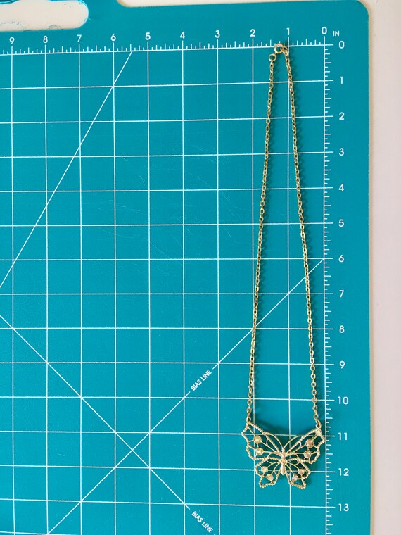 Filigree Butterfly Vintage Necklace with Rhinestones … Gem
