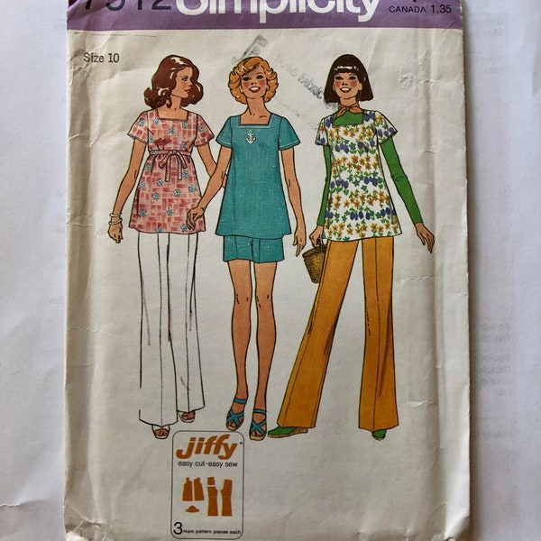 Simplicity 7512 PARTIAL PATTERN Size 10 Maternity Vintage Sewing Pattern