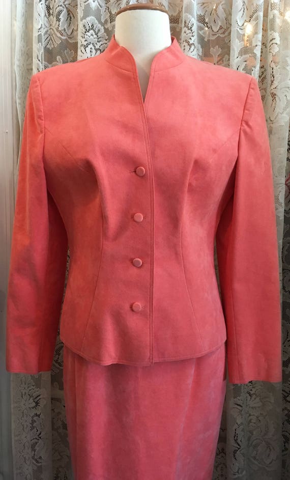 Vintage Lilli Ann Size Large Ultra Suede Suit by A