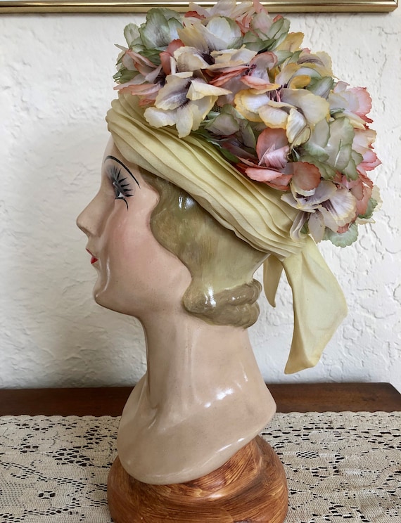 Schiaparelli Flower Hat Pale Yellow 1960s True Vin