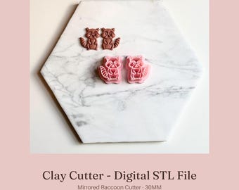Raccoon Clay Cutter STL, Mirror Raccoon Cutter Set, 30mm Polymer Clay Cutter, Cute Woodland Animal Earrings, Digital Download STL