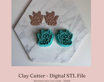 Fairy Fox Clay Cutter STL | Fantasy Fox Earring Cutter Digital Download | Polymer Clay Cutter File | Fairy Wings STL
