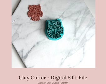 Owl Clay Cutter STL, Folk Art Owl Polymer Clay Cutter, Boho Owl Earring Cutter, Woodland Owl Clay Tool, Digital Download STL