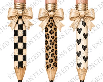 Teacher Pencil PNG, Coquette Teacher Pencil Design, Leopard Pencil Shirt PNG, Trendy Teacher Graphic, Back to School Sublimation PNG