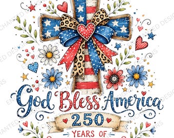 God Bless America Cross PNG, Patriotic Christian Sublimation Design, American Flag Cross, 4th of July Shirt Graphic