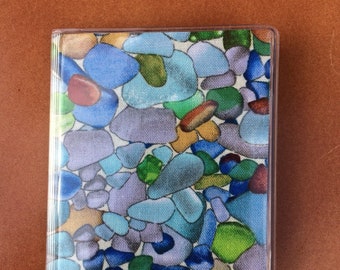 Sea Glass seaglass card wallet Bus Pass Metro Card Holder Mini Wallet Credit or Gift Cards Fabric Vinyl Protector ID Travel Accessory ATM