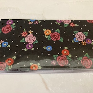 Checkbook cover rare out of print Mary Engelbreit vintage colorful flowers fabric