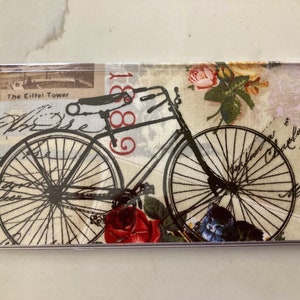 Paris Bicycle CHECKBOOK COVER bikes fabric vinyl protector Custom Handmade Personalized cyclist Gift