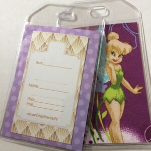 Luggage Tags Disney Tinkerbell Pair Travel Accessory Cruise Kids ID backpack gym diaper bag stroller  Gift Card Holder baby shower gift