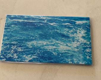 Ocean waves CHECKBOOK COVER sea surf vinyl protector Custom Handmade Personalized gift for mermaids ocean beach lovers