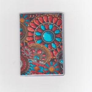 Southwestern Jewelry Card Holder Mini Wallet Tarjeta de regalo ubway Bus Pass Opera Metro Tarjetas de visita Hechas a mano Tela y vinilo Nativo Americano