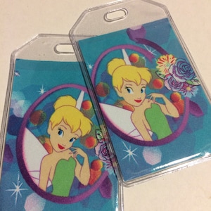 Luggage Tags Disney Tinkerbell Pair Travel Accessory Cruise Kids ID backpack gym diaper bag stroller  Gift Card Holder baby shower gift