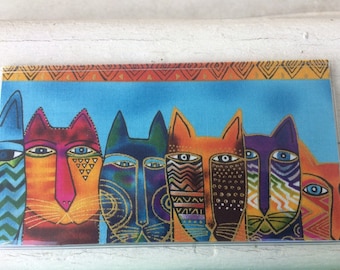 Large Cats Fantastic Felines Laurel Burch Checkbook Cover Fabric & vinyl custom