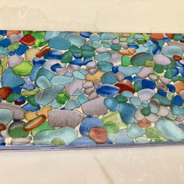 Seaglass sea glass CHECKBOOK COVER vinyl protector Custom Handmade Personalized gift for mermaids ocean beach lovers