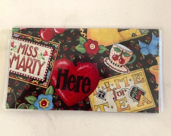 Mary Engelbreit Colorful mottos checkbook cover handmade with rare out of print vintage 2009 fabric