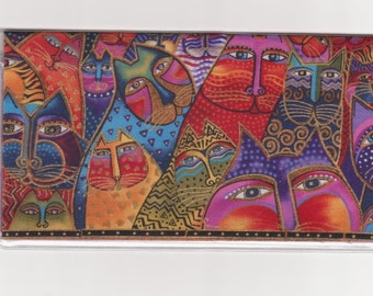 Laurel Burch cats checkbook cover rare out of print Fantastic Felines fabric with vinyl protector