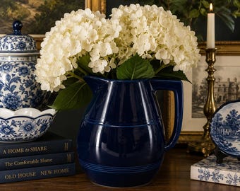 Vintage keramische kan uit de jaren 90 van The Cellar, kobaltblauw, Grandmillennial Decor